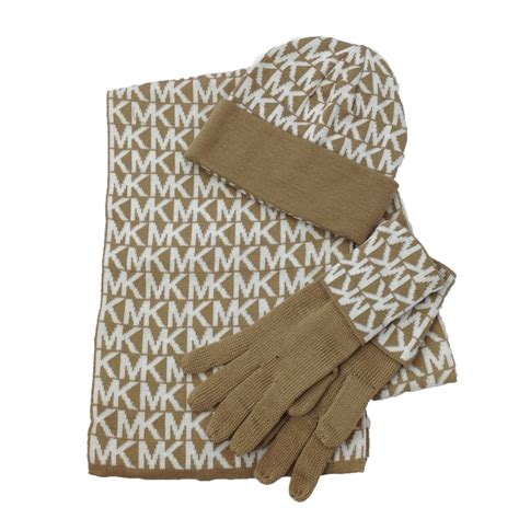 michael kors 3 piece gloves hat scarf|Michael Kors Women's 3 Piece Set MK Logo Scarf, Hat.